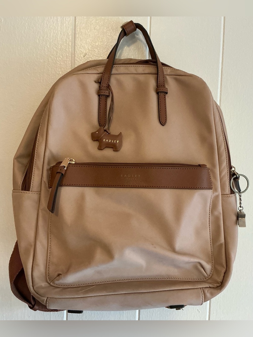 a Rare HTF Radley London Brown Nylon/leather Trim Backpack Bag